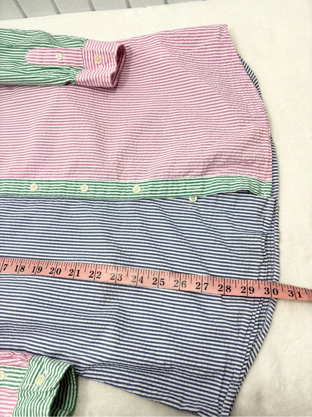 Ralph Lauren Striped Colorblock Shirt Dress — Pink, Blue & Green Size 12